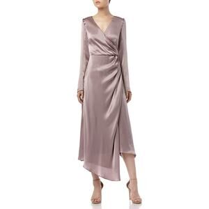 Amur NWT Dusty Rose Silk Wrap Midi Dress Size 4 Elegant Formal Wedding